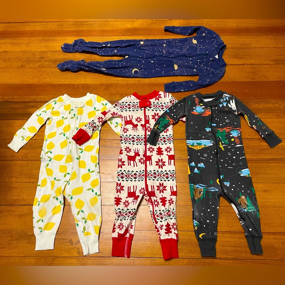 Hanna Andersson Zip Up Cotton Pajamas - Lemon, Dear Deer, Outdoor & Stars